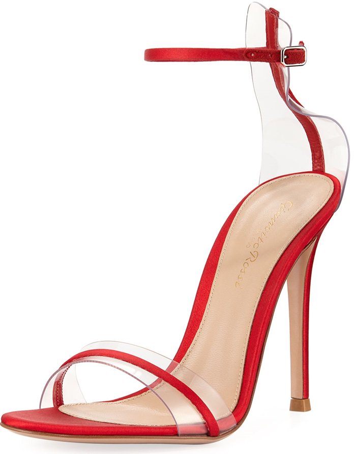 Gianvito Rossi Plexi Satin Ankle-Strap 105mm Sandals