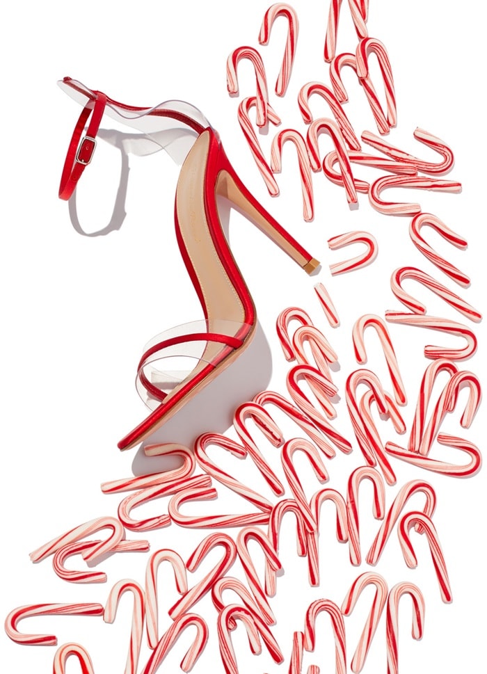 Gianvito Rossi satin sandal with illusion PVC trim