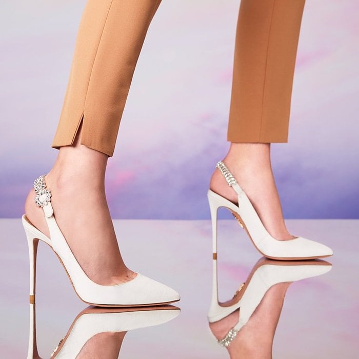 White Grosgrain Portrait of Lady 115 embellished slingback pumps