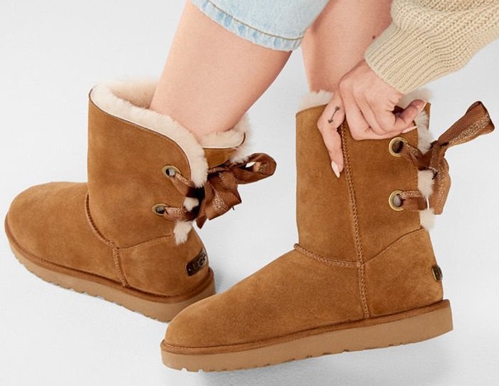 UGG Customizable Bailey Bow Short Boots in Chestnut