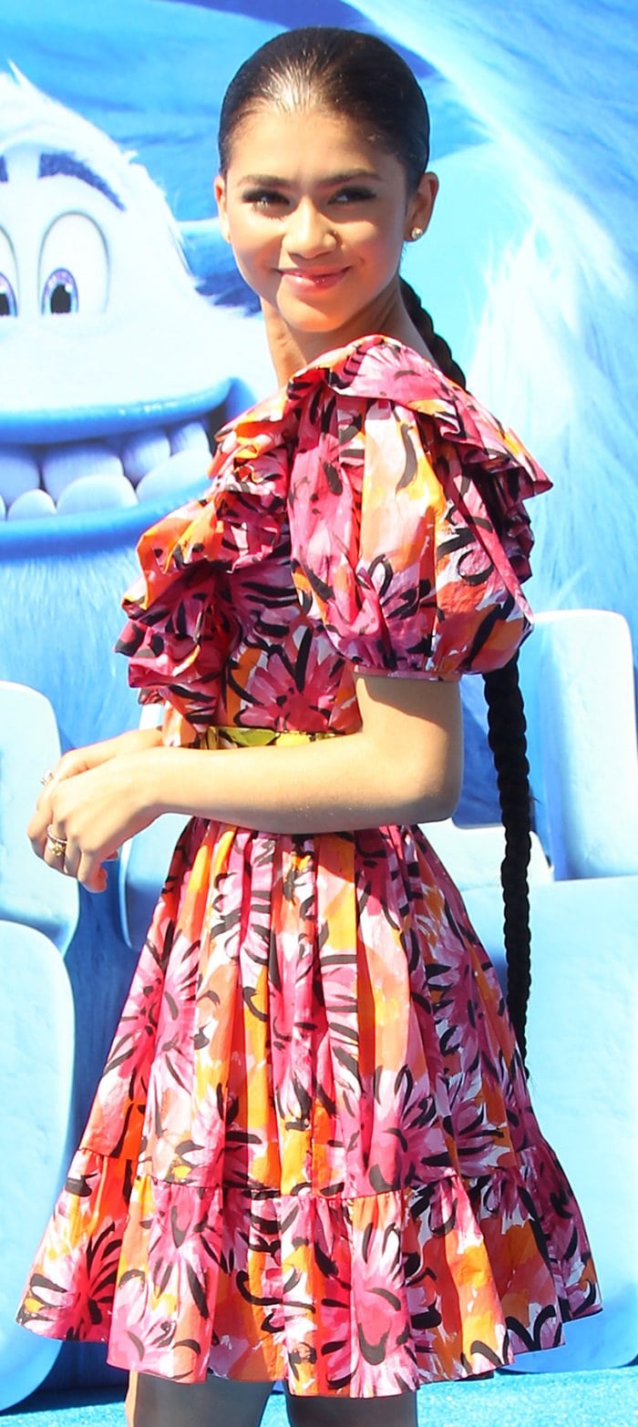 Zendaya accessorized with Harry Kotlar diamond earrings and colorful rings by Anabela Chan