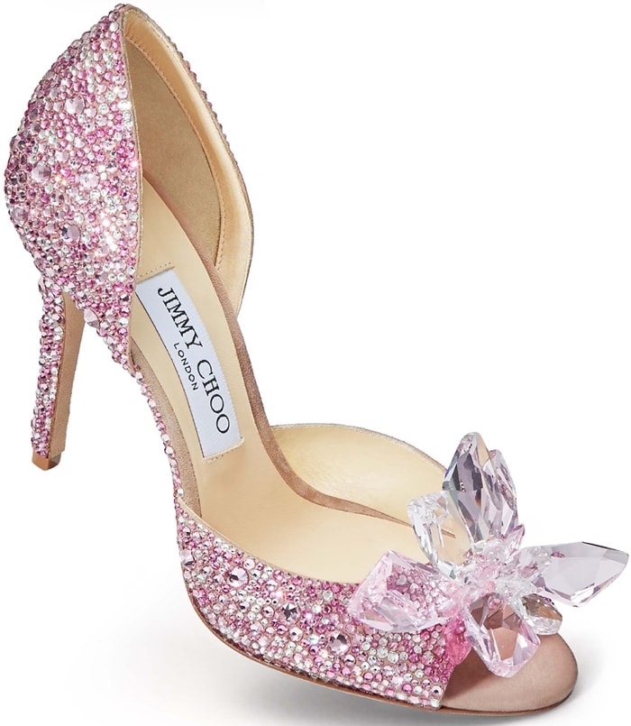 ANILLA 100 Rose Mix Suede and Crystal Covered Open Toe Pumps