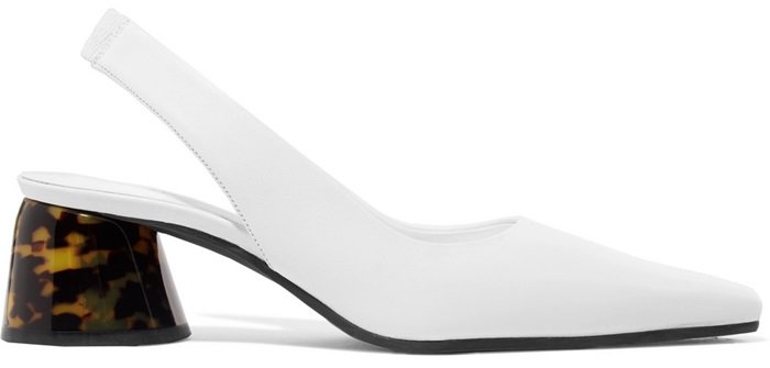 These practical pumps have been made in Italy from supple white leather and secured with an elasticated slingback strap