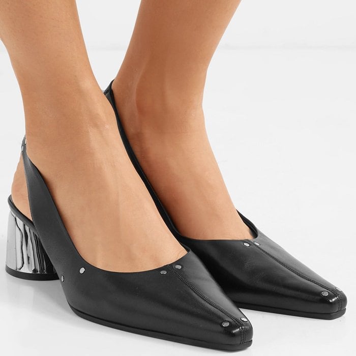 Kym Ellery has also made a version in black leather that's dotted with silver studs and has an elongated square toe
