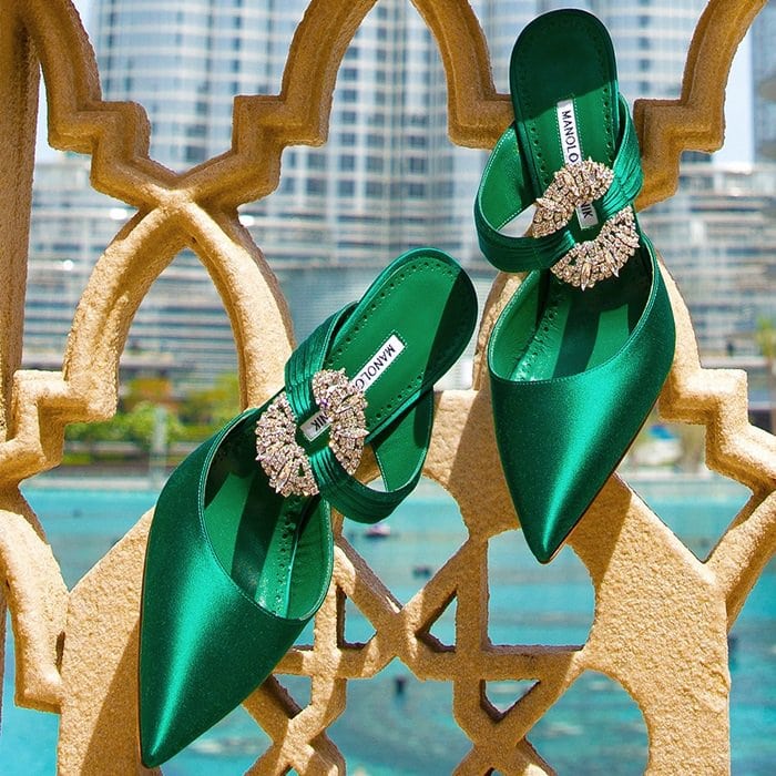 Manolo Blahnik Maidugur 105 Satin Mules