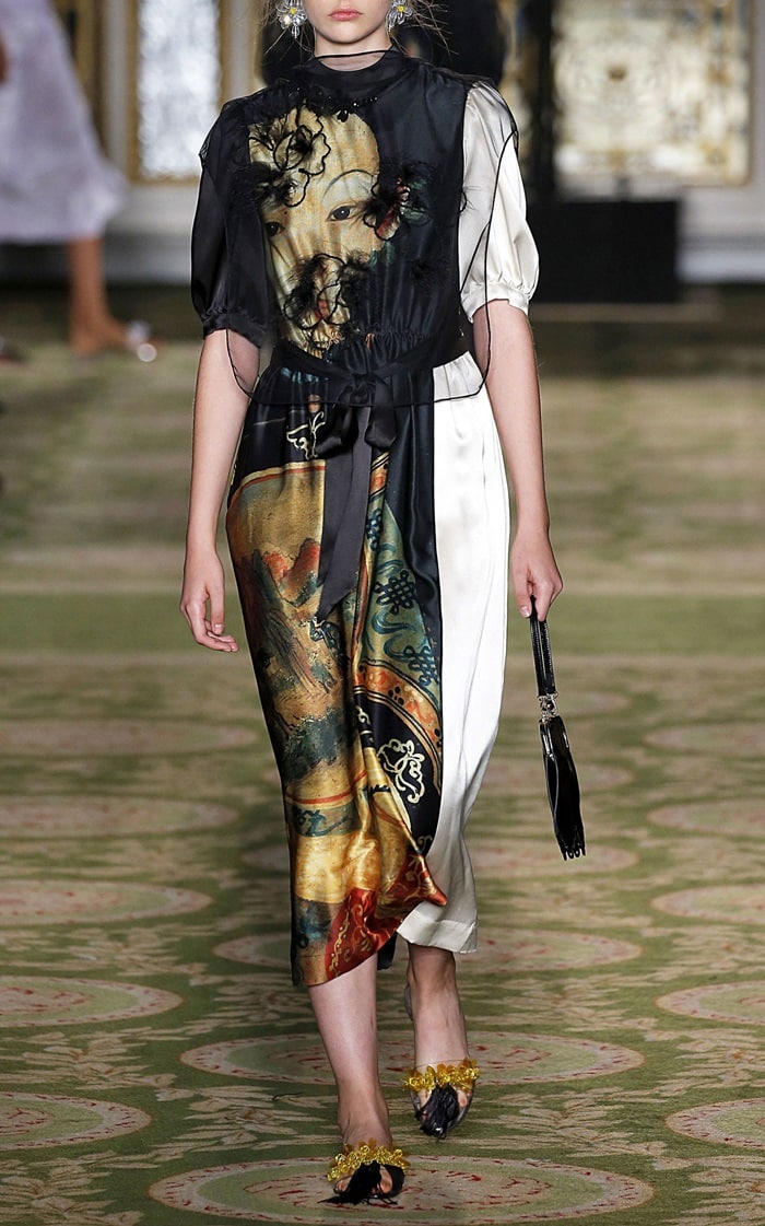 Simone Rocha Lady Silk Satin Belted Dress