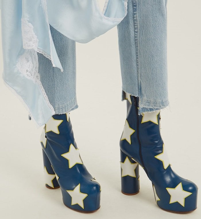 Admiral-blue platform ankle boots