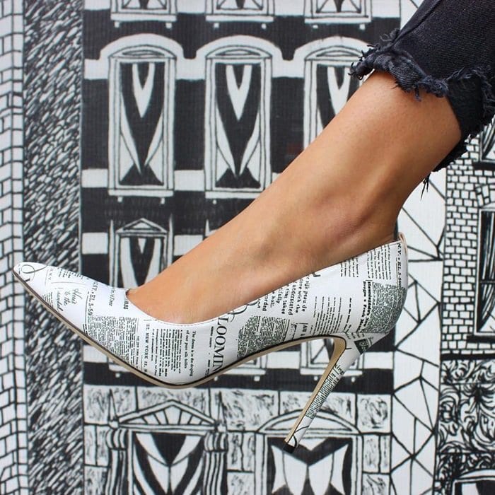 Newsprint Print Fawn Pointy-Toe Pumps