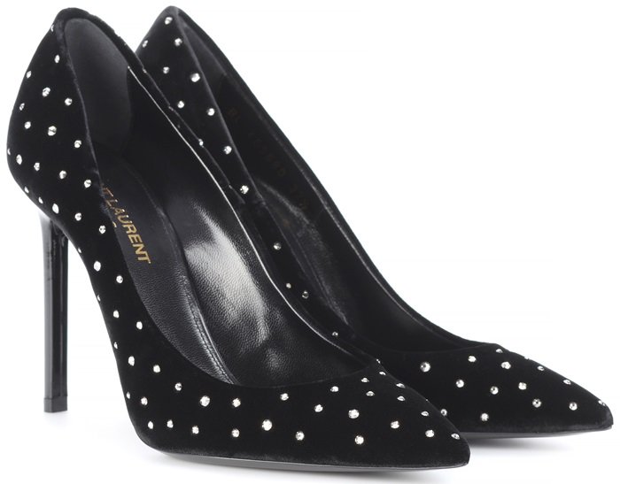 Saint Laurent Anja 105 Crystal-Embellished Velvet Pumps