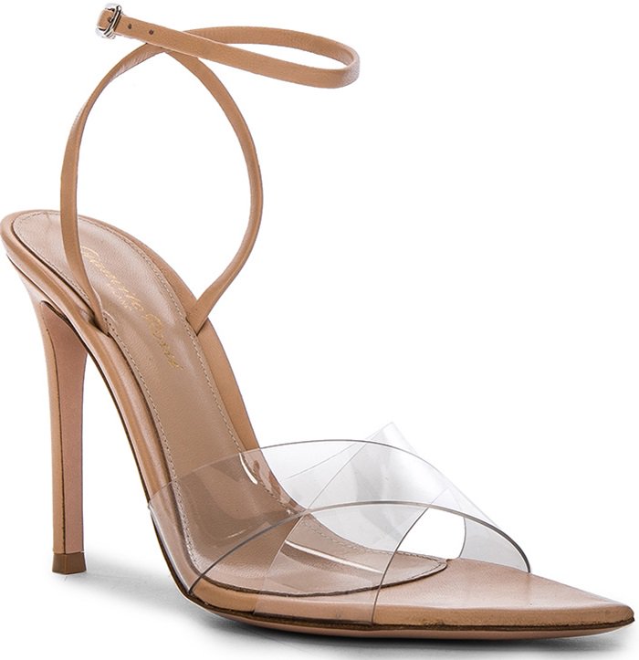 GIANVITO ROSSI Leather Plexi Stark Ankle Strap Sandals