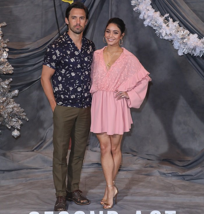 Vanessa Hudgens and Milo Ventimiglia at the Second Act photocall