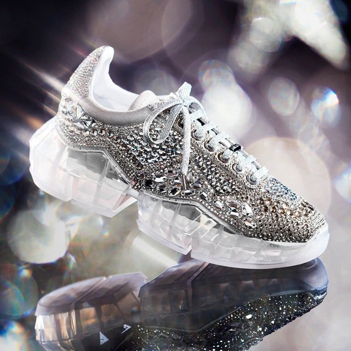 The Diamond sneakers are embellished with 4,546 individual Swarovski crystals
