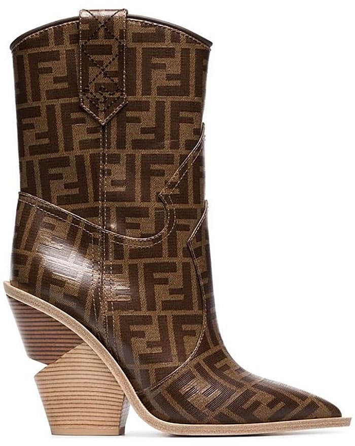 Fendi Logo-Print Cowboy Boots