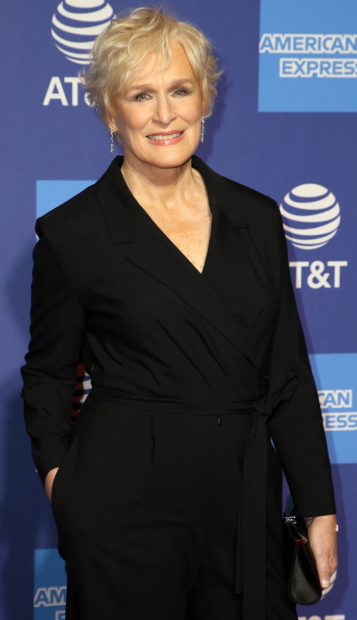 Glenn Close styled her black tuxedo with Cartier jewelry