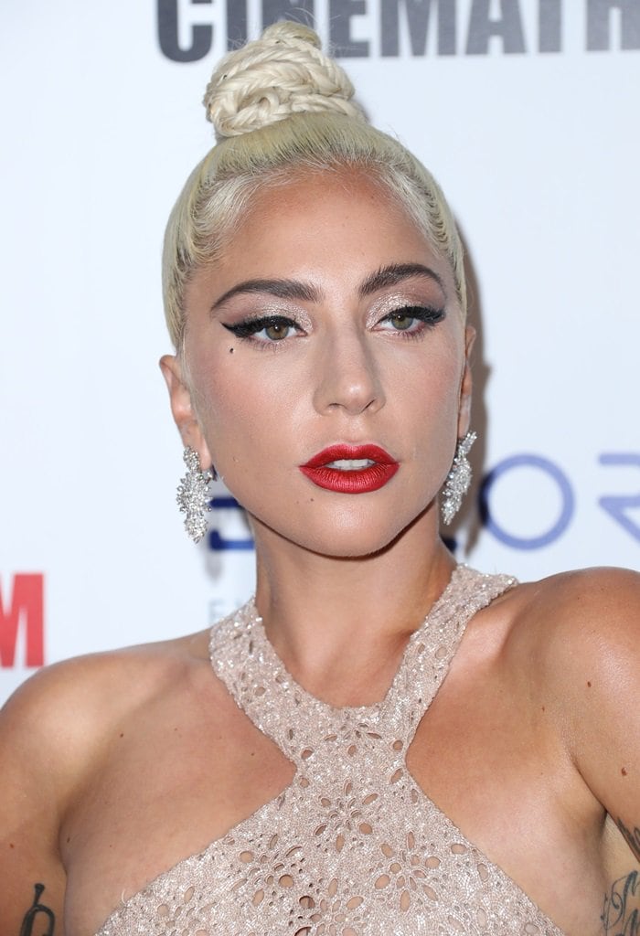 Lady Gaga showed off her Amwaj diamond earrings at the 2018 American Cinematheque Award Presentation at the Beverly Hilton Hotel in Beverly Hills, California, on November 29, 2018