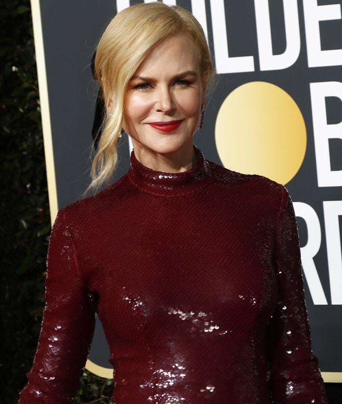 Nicole Kidman's burgundy sequined Michael Kors Collection dress