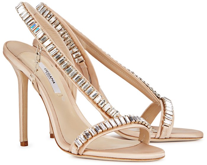 Olgana Paris Bella jewel-embellished champagne sandals