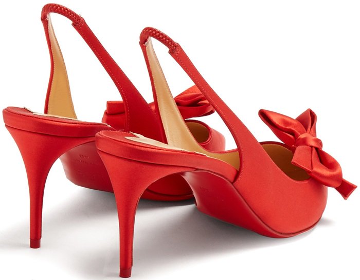 Ruby-Red Yasling Slingback Satin Pumps