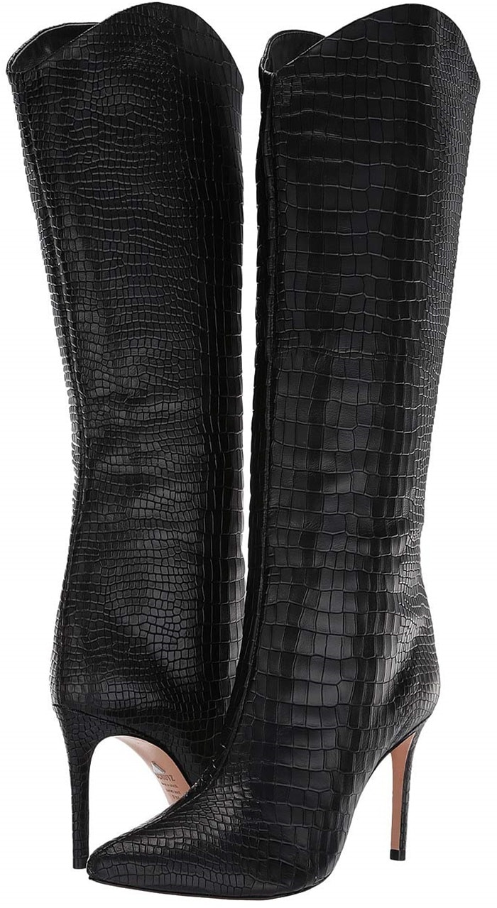 Snake-Embossed Leather Maryana Boots