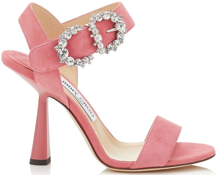 SERENO 100 Candyfloss Suede Sandals with Jewelled Buckle
