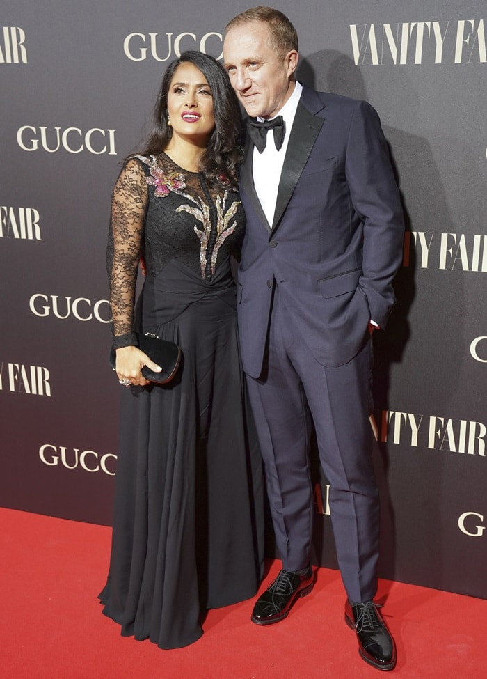 Salma Hayek and her husband Francois-Henri Pinault at Vanity Fair’s Personality of the Year (Personaje del Ano) Awards held at Royal Theatre in Madrid, Spain, on September 26, 2018