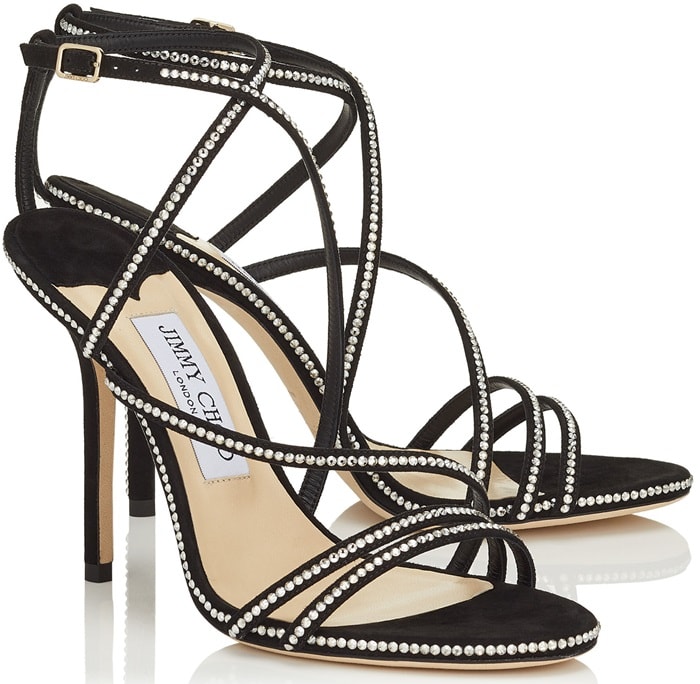 Made in Italy from black suede, these sandals are set on pin-thin 100mm heels that have a flattering leg-lengthening effect