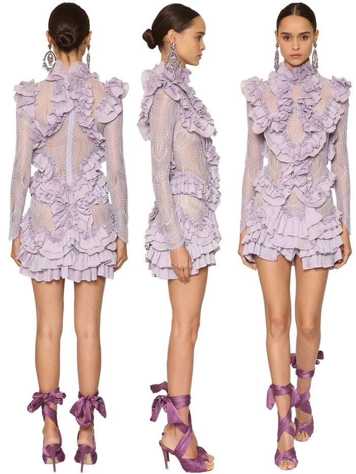 Raisa Vanessa Purple Pleated Ruffled Mini Dress