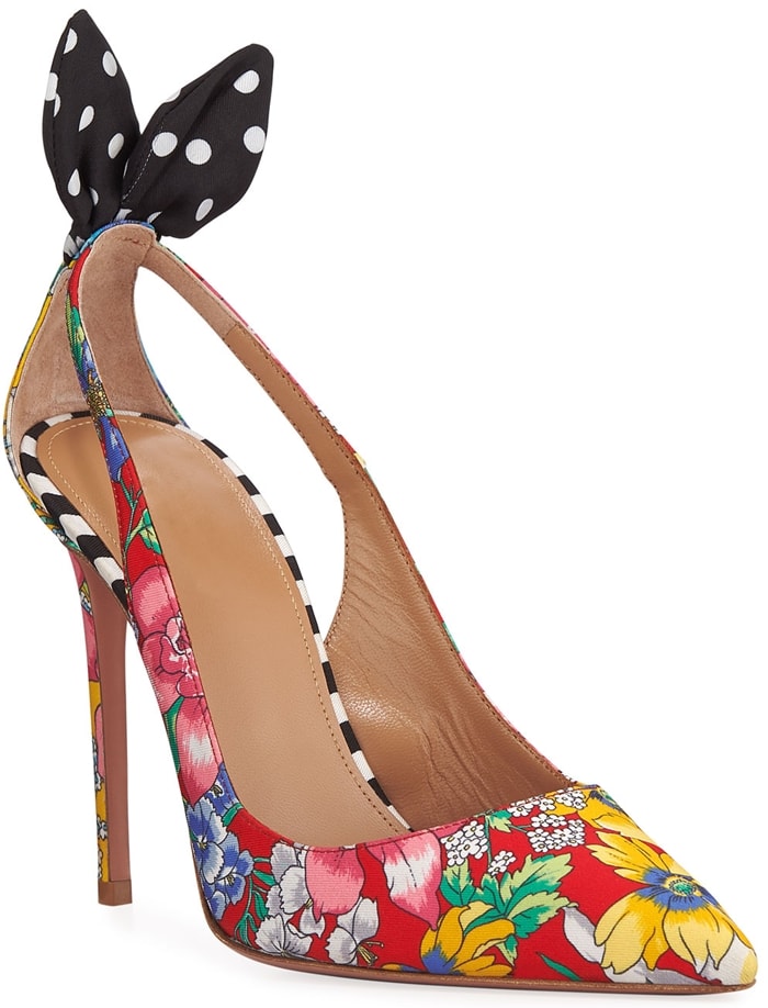 Aquazzura "Deneuve" pump in floral-print twill