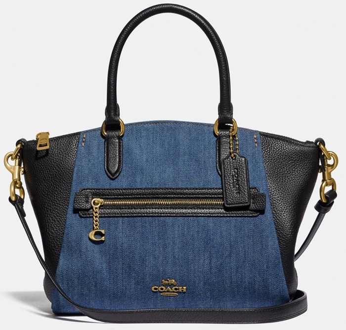 Coach Denim Leather Blocked Elise Satchel