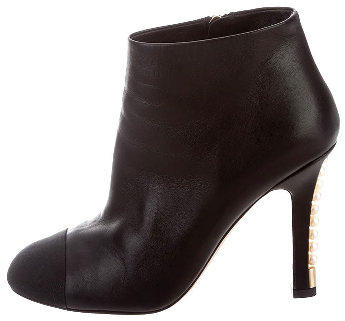 Chanel Pearl-Heel Cap-Toe Booties