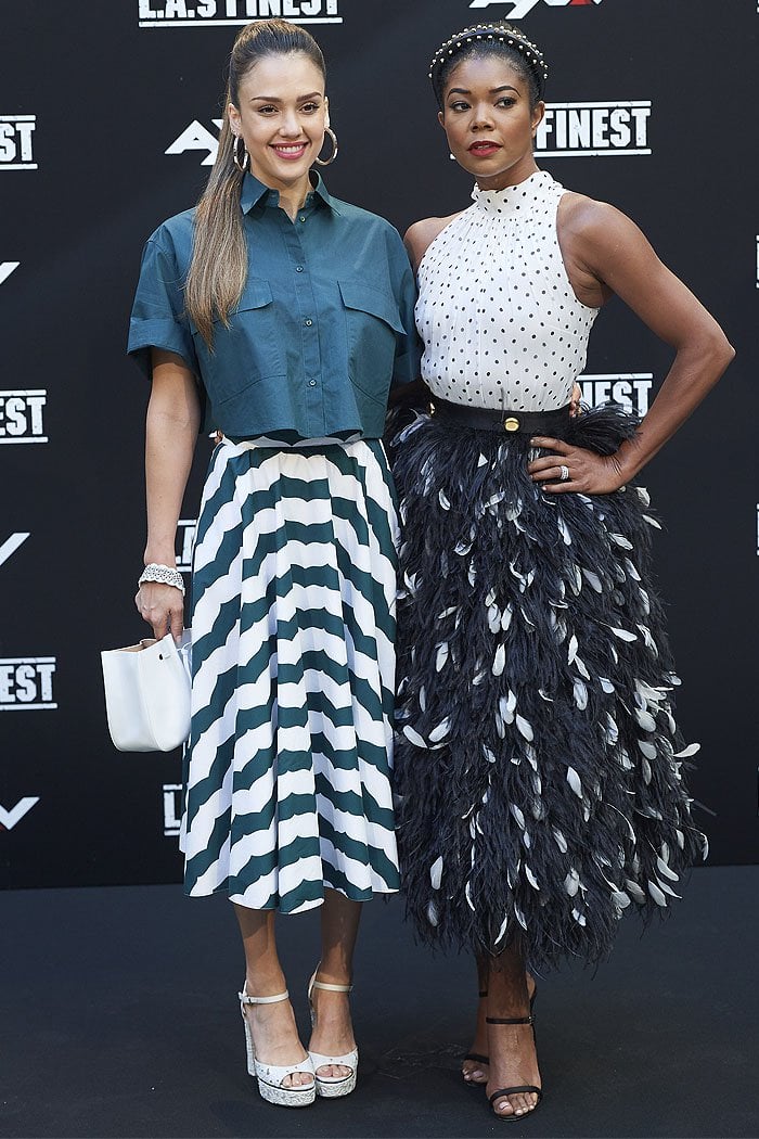 L.A.'s Finest co-stars Jessica Alba and Gabrielle Union at the Madrid photocall