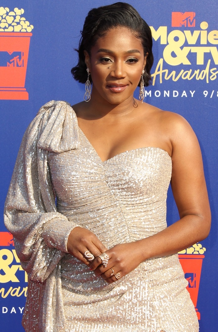 Tiffany Haddish's silver Jonathan Simkhai dress