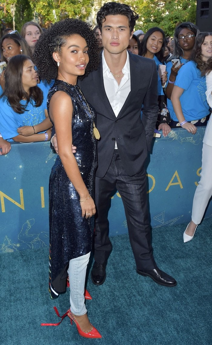 Yara Shahidi and Charles Melton at the premiere of The Sun is Also a Star