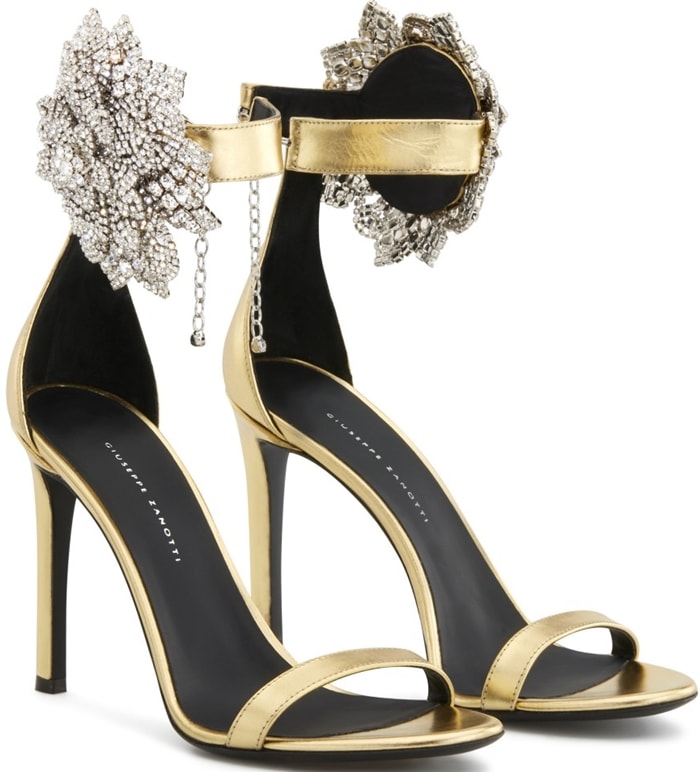 Laminated Golden Leather Fleur Sandals