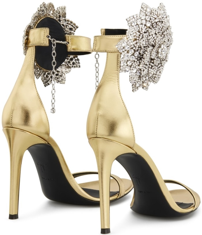 Originally retailing at around $1,895, Giuseppe Zanotti’s Fleur sandals reflect the brand’s signature blend of high-gloss materials and jewelry-like embellishment
