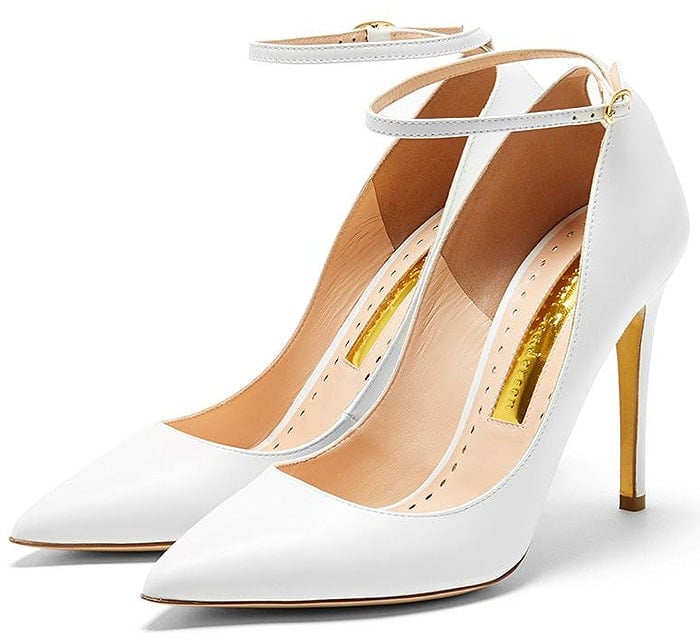 Rupert Sanderson Balance pointed-toe ankle-strap pumps in white calf leather