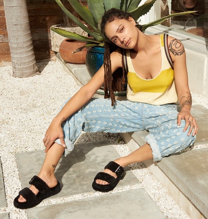 This genuine-shearling lined faux-fur slingback combines the warm-weather appeal of a sandal with the plush comfort of your favorite slipper