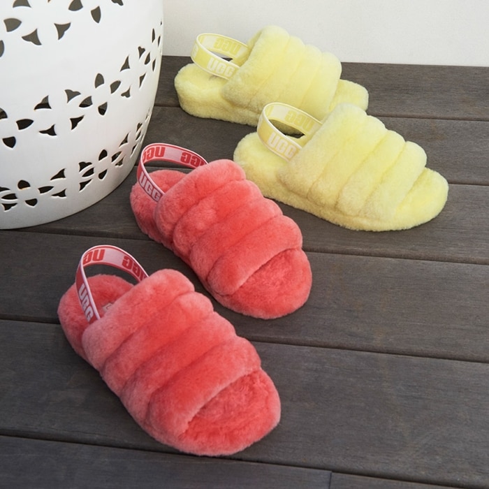 This genuine-shearling lined faux-fur slingback combines the warm-weather appeal of a sandal with the plush comfort of your favorite slipper
