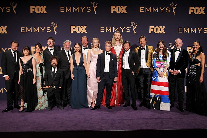 The cast of Game of Thrones posing in the 71st Emmy Awards Press Room as the Emmy Winners for Outstanding Drama Series