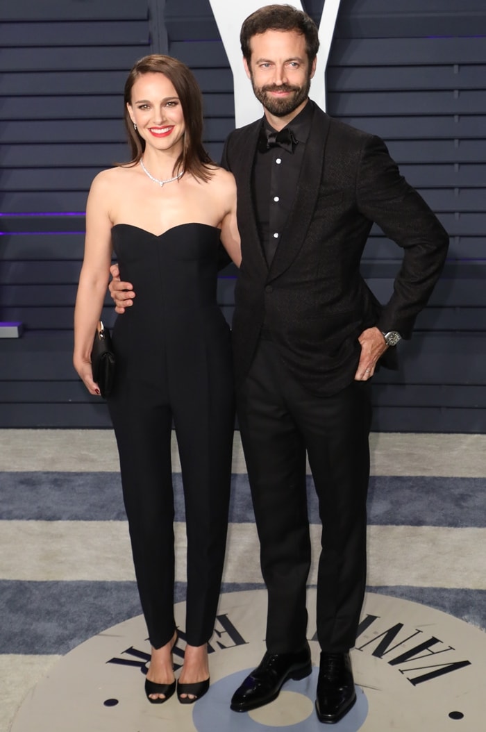 Natalie Portman and her then-husband, Benjamin Millepied, at the 2019 Vanity Fair Oscar Party