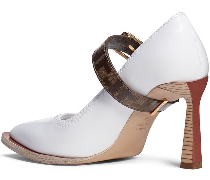 Fendi white neoprene mary-jane pumps