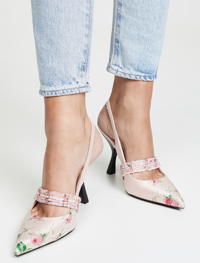 Striped Jacquard Slingback Pumps