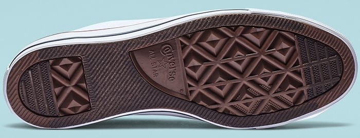Authentic Converse Chuck Taylor All Star outsole featuring the signature brown waffle-pattern sole with diamond and line detailing