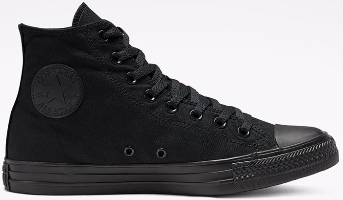 Black Converse Chuck Taylor All Star high-top featuring a tonal 3D logo patch and matte black hardware