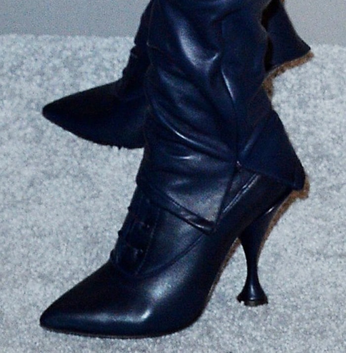 Kim Kardashian completes her Burberry denim look with indigo lace-up ankle boots