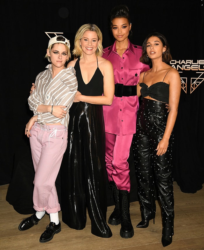 Kristen Stewart, Elizabeth Banks, Ella Balinska, and Naomi Scott at the Charlie's Angels photocall held at The Whitby Hotel in New York City on November 7, 2019