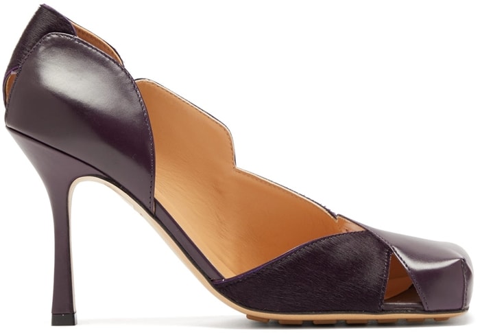 BOTTEGA VENETA Square-toe leather and calf-hair pumps