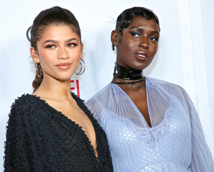 Zendaya and Jodie Turner-Smith attend the Queen Slim premiere at AFI FEST 2019, with Zendaya embracing sculptural minimalism in Imane Ayissi while Turner-Smith stuns in a shimmering pleated ensemble