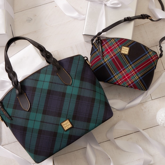 Tartan plaid Dooney Bourke bags with leather trim