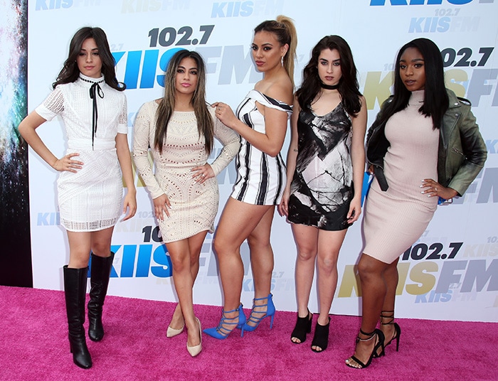 Fifth Harmony members Camila Cabello, Ally Brooke, Dinah Jane Hansen, Lauren Jauregui, and Normani showcase their individual takes on statement footwear at KIIS FM’s Wango Tango